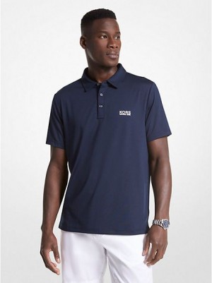 Camisa Polo Michael Kors Golf Logo Stretch Jersey Hombre Azul Marino | 208567-HDQ