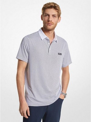 Camisa Polo Michael Kors Golf Printed Stretch Jersey Hombre Blancas | 523407-ALU