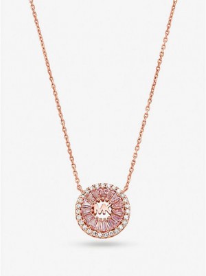 Collar Michael Kors 14k Rose Gold-plated Sterling Silver Pave Halo Mujer Rosas Doradas | 801542-PXN