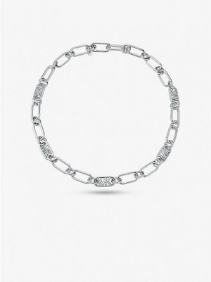 Collar Michael Kors Precious Metal-plated Brass Chain Link Mujer Plateadas | 714563-AIZ
