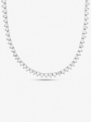 Collar Michael Kors Sterling Silver Crystal Mujer Plateadas | 785234-DXG