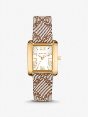 Relojes Michael Kors Mini Emery And Empire Logo Jacquard Mujer Doradas | 793851-PUI