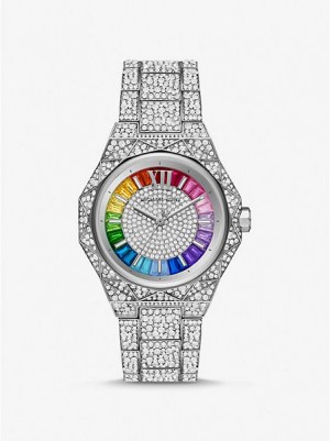 Relojes Michael Kors Pride Limited-edition Oversized Raquel Rainbow Pave Mujer Plateadas | 176524-ZBI