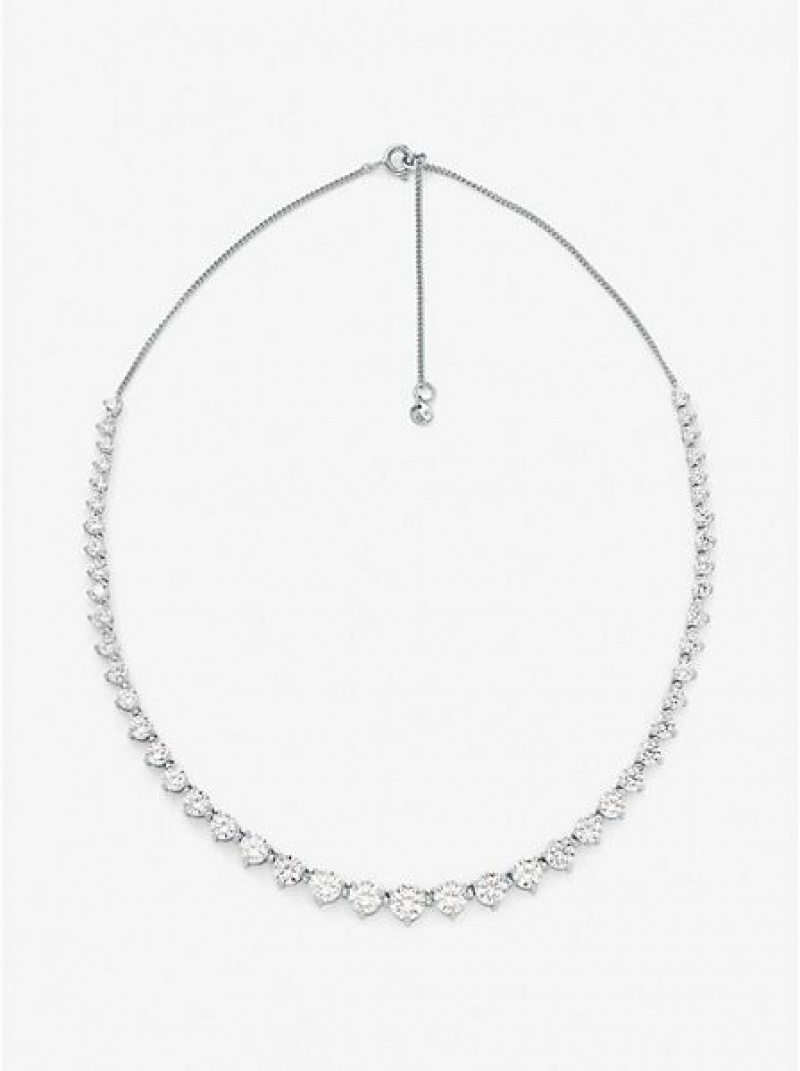 Collar Michael Kors Sterling Silver Crystal Mujer Plateadas | 735942-PGF