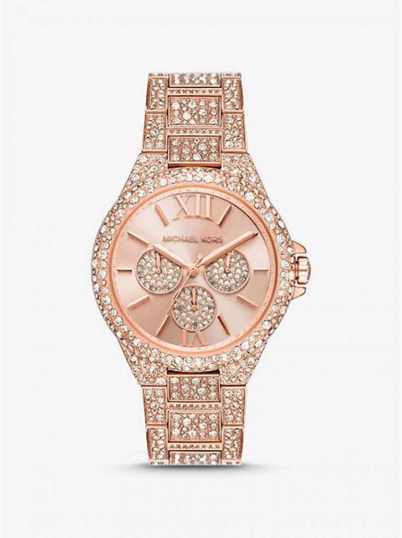 Relojes Michael Kors Oversized Camille Pave Mujer Rosas Doradas | 903178-RAG